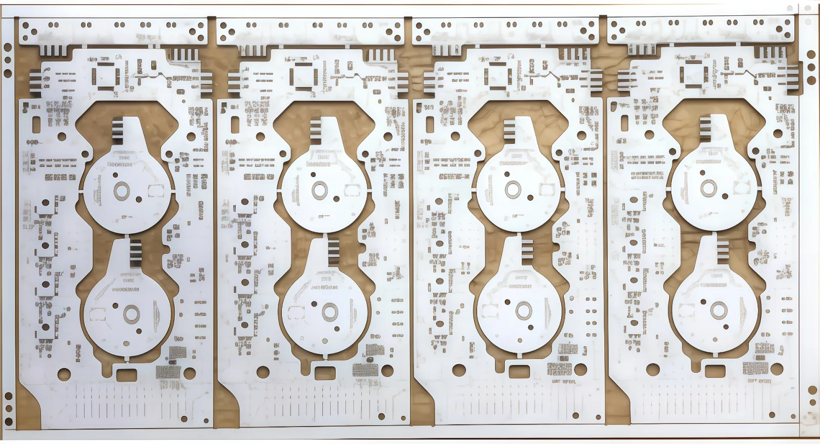 Automotive PCB panel with multi-up white soldermask sensor boards