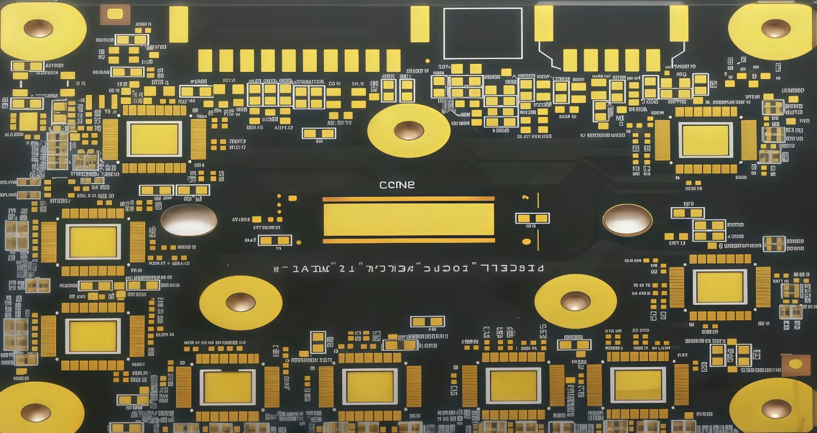 Black soldermask automotive PCB with gold-plated power pads and BGA footprints