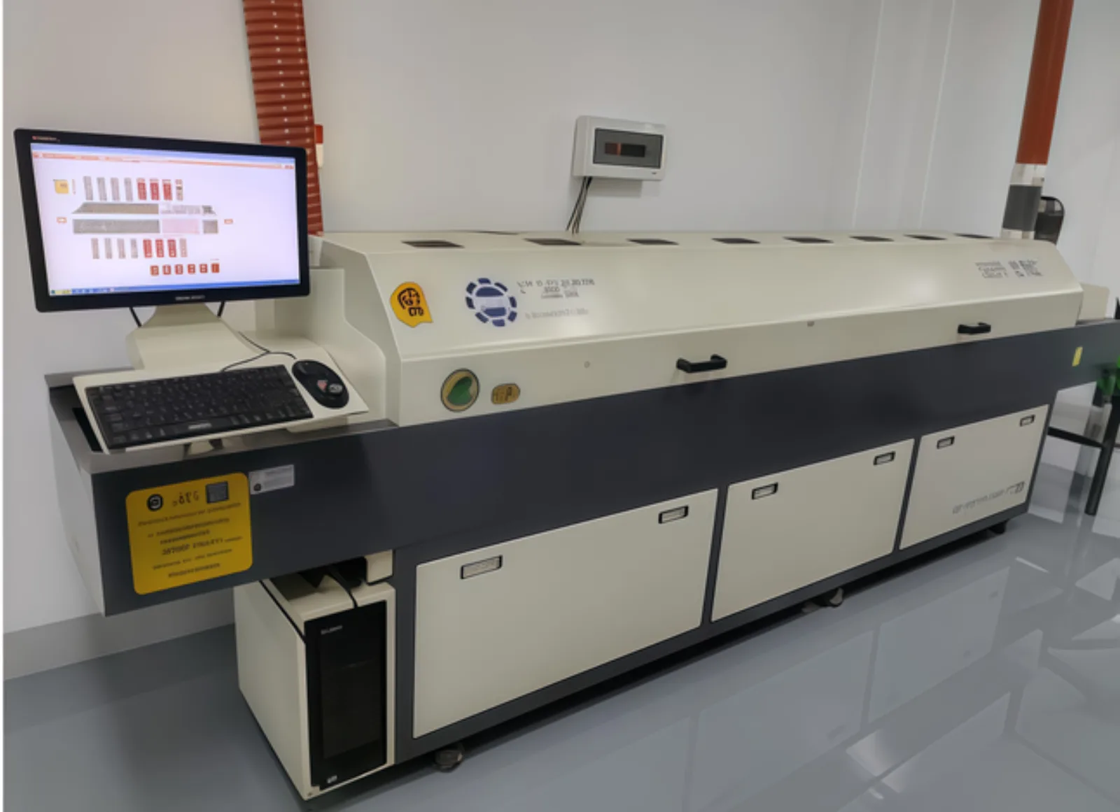 SMT reflow oven profiler station with thermal profile monitoring on the operator workstation